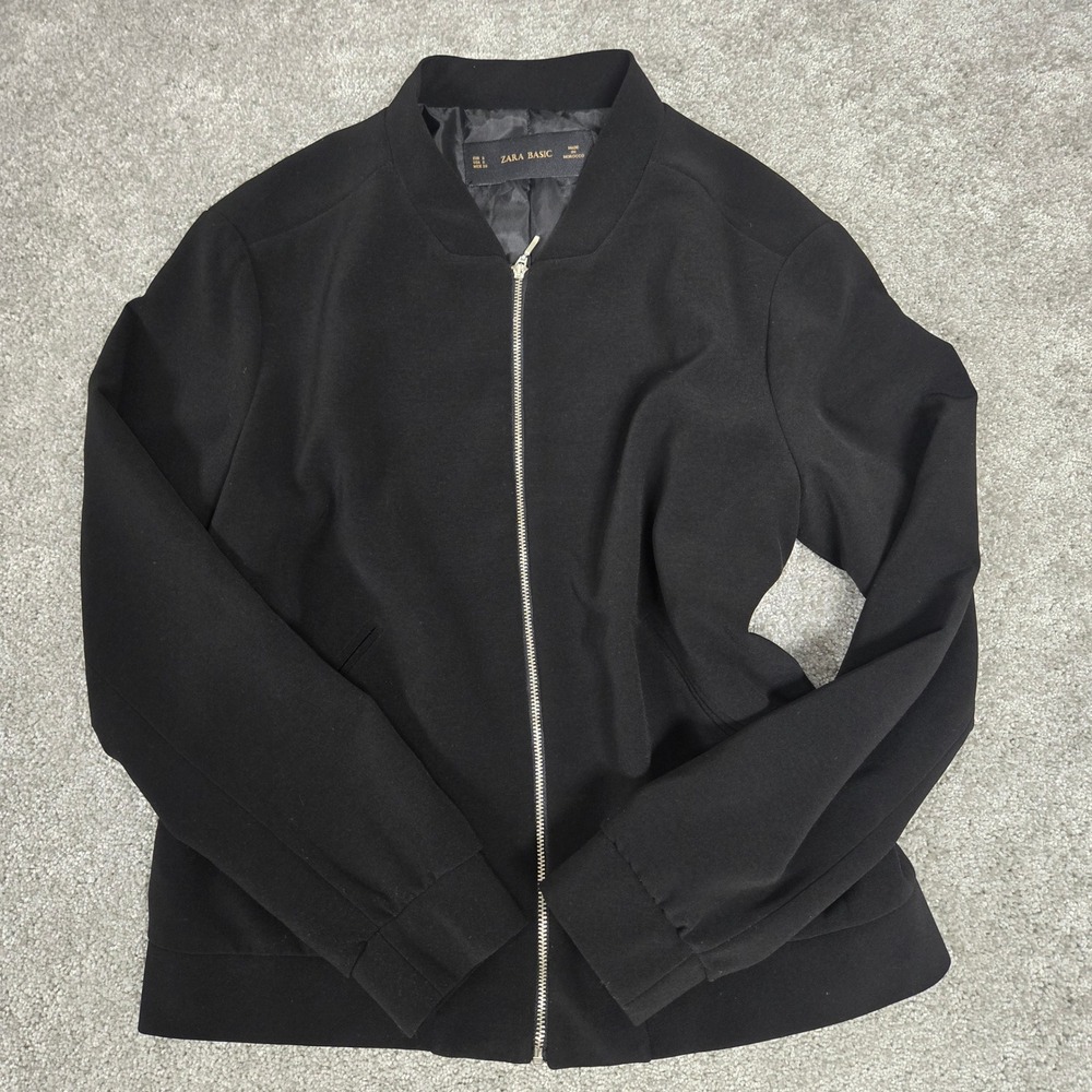 Zara Basic Bomber Jacket Full Zip Lightweight Poc… - image 9